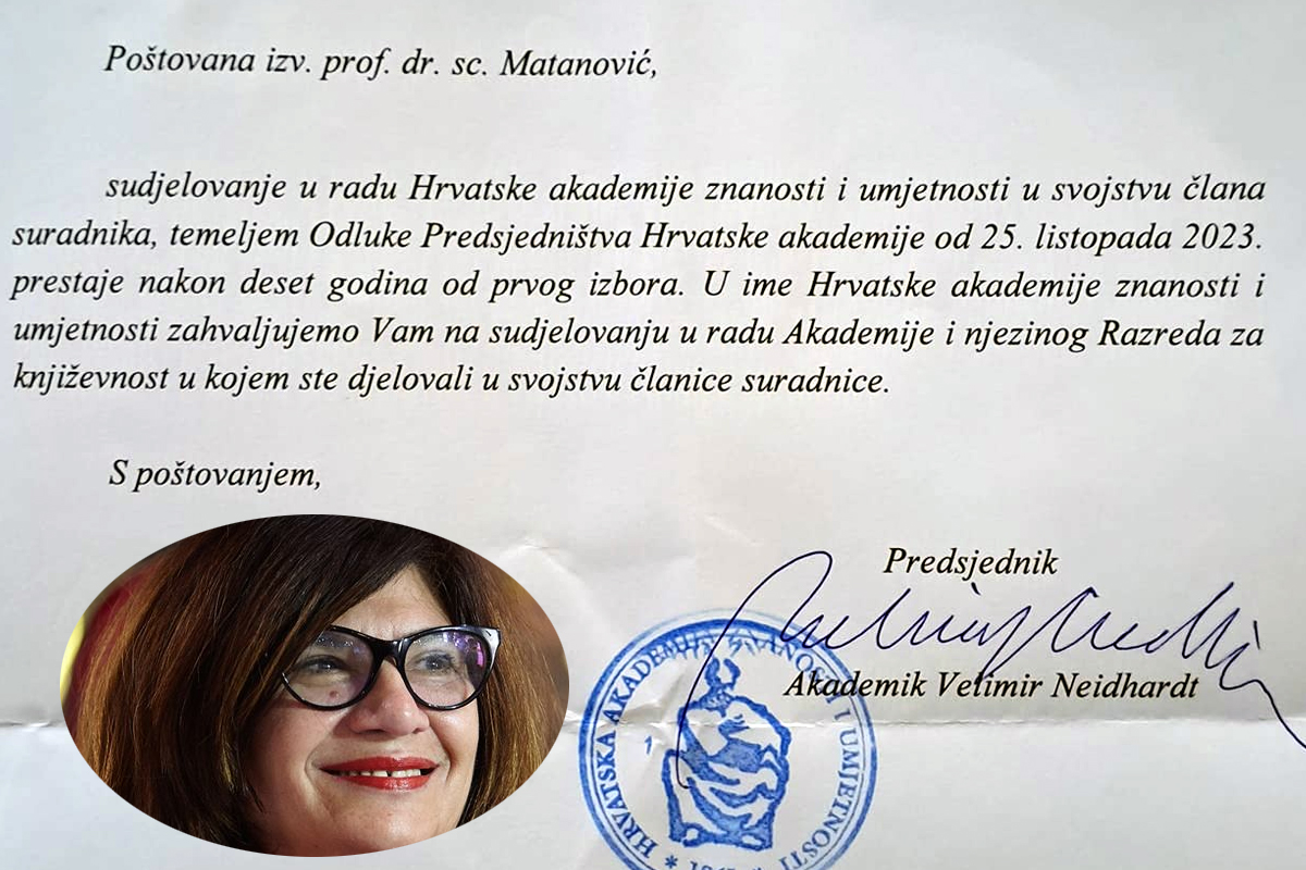 Književnica Julijana Matanović više nije članica HAZU-a