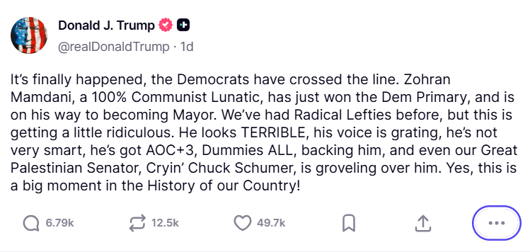 Donald Trump on Zohran Mamdani