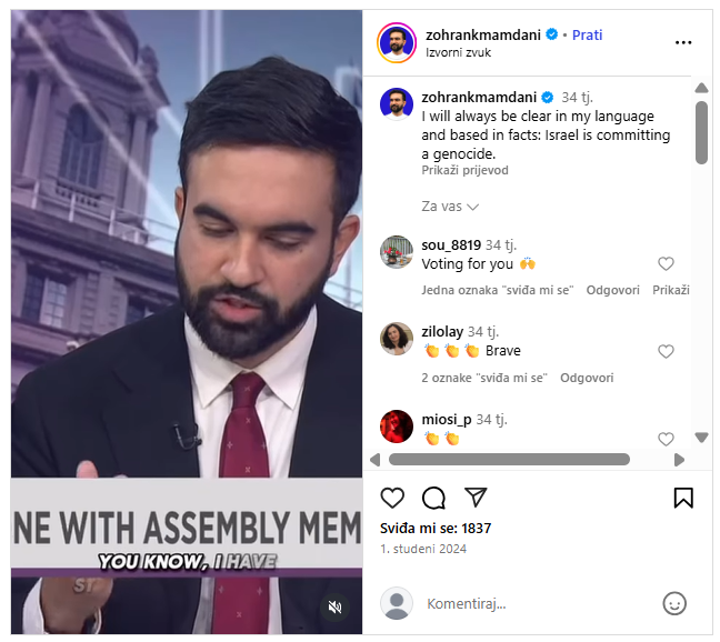 Zohran Mamdani on Instagram