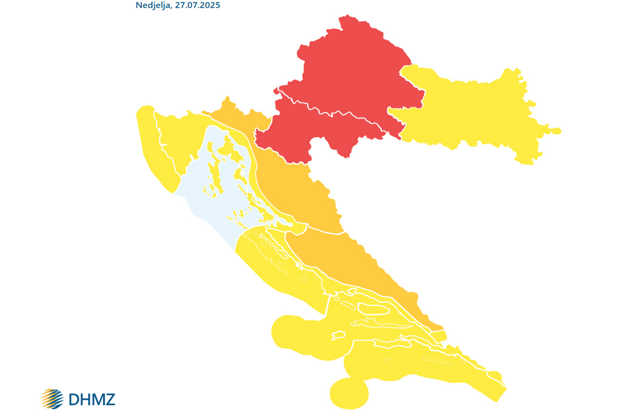 Crveni meteo alarm za dvije regije u Hrvatskoj