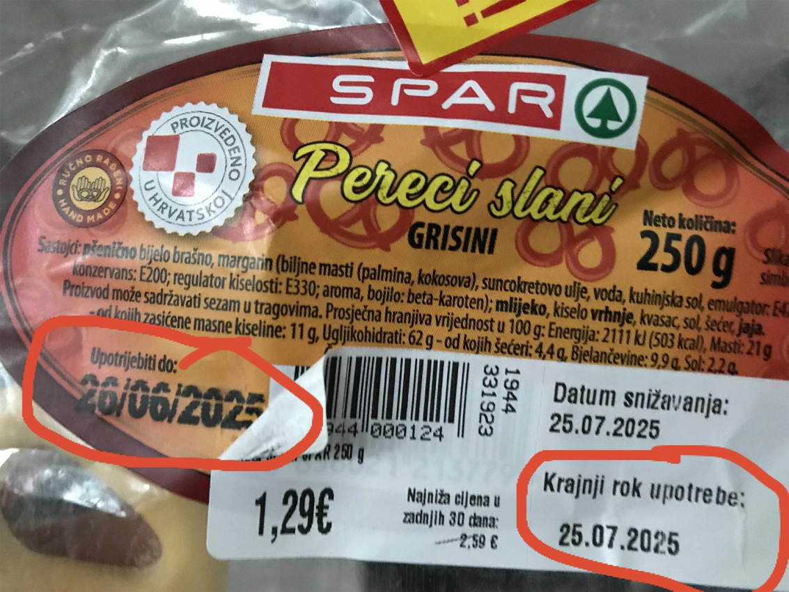 Ručno prepisani rokovi trajanja hrane u SPAR-u! Ugrožavaju li zdravlje potrošača?
