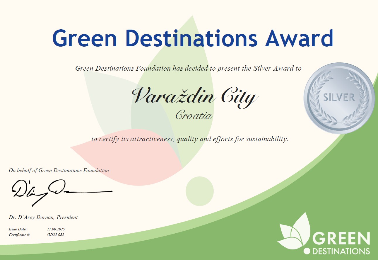 Varaždin prvi veliki hrvatski grad s međunarodnim priznanjem održivosti – Green Destinations Silver Award