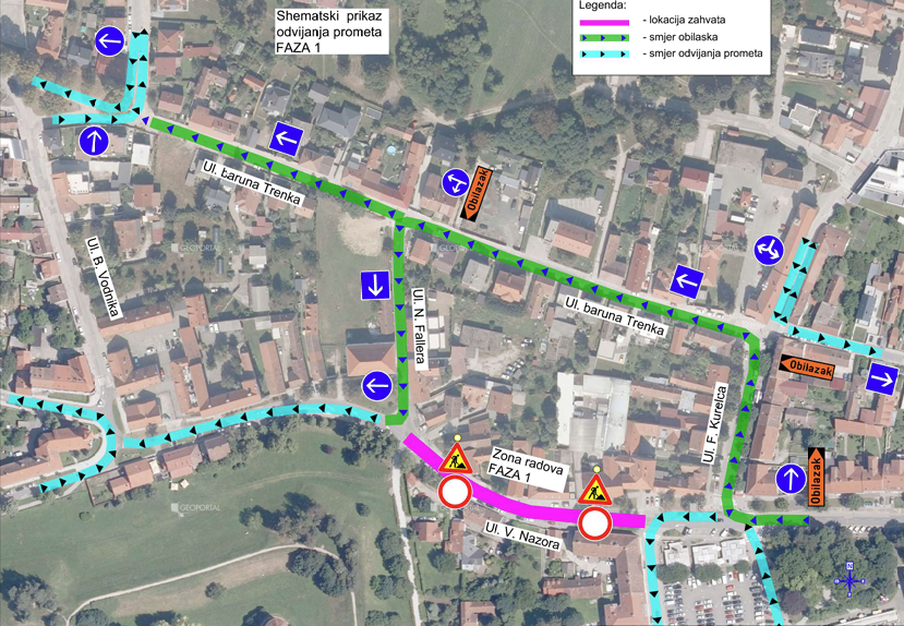 Privremena regulacija prometa u Ulici Vladimira Nazora, Ulici Frana Kurelca, Trenkovoj ulici I Fallerovom prolazu